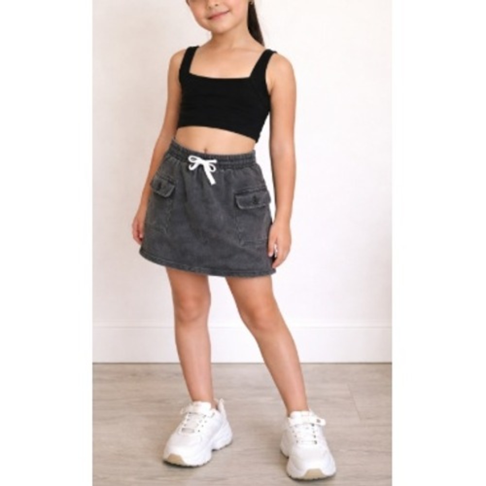 Little Bipsy Girls Charcoal Wash Gray Pull On Cargo Skort Size 8Y NWT